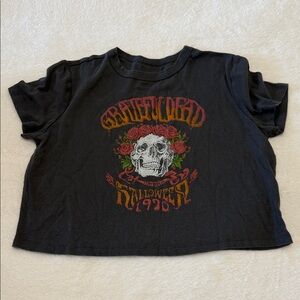 Grateful Dead Black Crop Top with Vibrant Skull Design